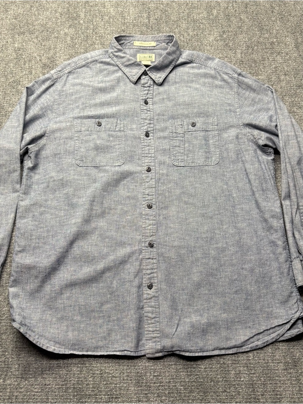 LL Bean Shirt Mens XL Blue Traditional Fit 100% Cotton Woven Long Sleeve